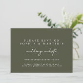 Elegant Modern Green RSVP Online Wedding Website Kaart (Staand voorkant)