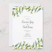 Elegant modern Greenery Chic Script Wedding Kaart (Voorkant)