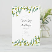 Elegant modern Greenery Chic Script Wedding Kaart (Staand voorkant)