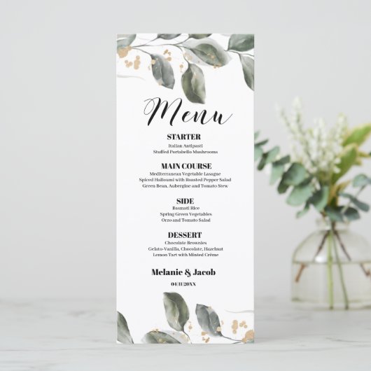 Elegant Modern greenery flat Menu Kaart (Staand voorkant)