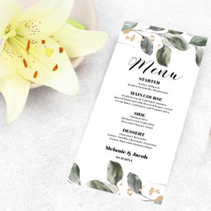Elegant Modern greenery flat Menu Kaart