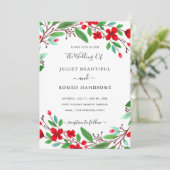 Elegant Modern Greenery Flowers Wedding Invitation (Staand voorkant)