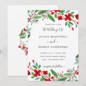 Elegant Modern Greenery Flowers Wedding Invitation (Voorkant / Achterkant)