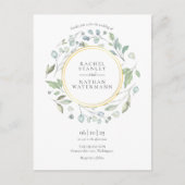 Elegant Modern Greenery Garland Gold Wedding  Uitnodiging Briefkaart (Voorkant)