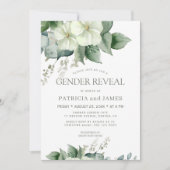 Elegant modern greenery gender reveal baby shower kaart (Voorkant)