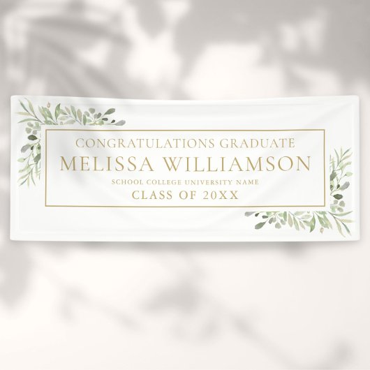 Elegant modern Greenery Gold Afstuderen Banner
