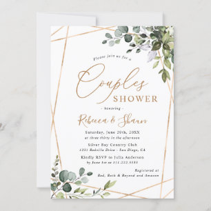 Elegant modern Greenery Gold Couples — Shower Kaart