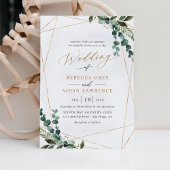 Elegant Modern Greenery Gold Wedding Uitnodiging