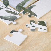 Elegant Modern Greenery Kerstfeestdag Foto Legpuzzel (Zijkant)