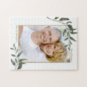 Elegant Modern Greenery Kerstfeestdag Foto Legpuzzel (Horizontaal)