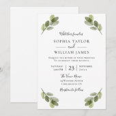 Elegant Modern Greenery leveert lente bruiloft Kaart (Voorkant / Achterkant)