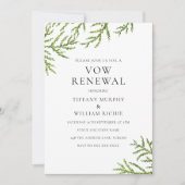 Elegant Modern Greenery Vow Renewal Invite Kaart (Voorkant)