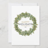 Elegant Modern Greenery Wreath Kerstmis Feestdagenkaart (Voorkant)