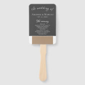 Elegant modern Grey beige Wedding Programme Handwaaier (Voorkant)