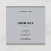 Elegant Modern Grey Eenvoudige Professionele Sjabl Vierkante Visitekaartje (Achterkant)