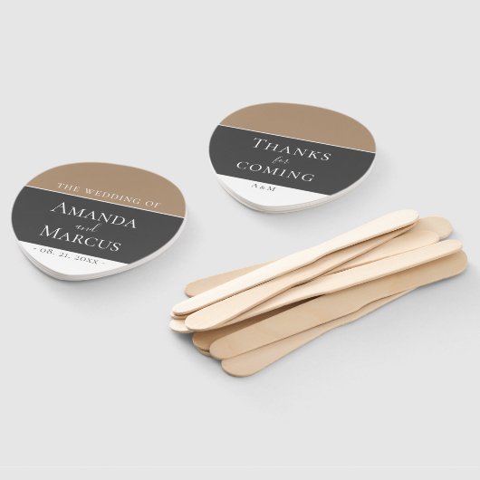 Elegant Modern Grijs Beige Keepsake Bruiloft Handwaaier (Niet-gemonteerd)