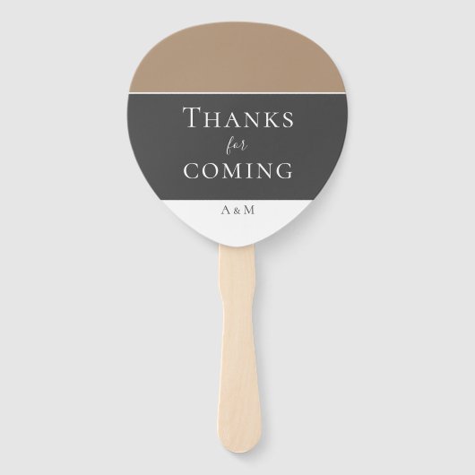 Elegant Modern Grijs Beige Keepsake Bruiloft Handwaaier (Achterkant)