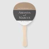 Elegant Modern Grijs Beige Keepsake Bruiloft Handwaaier (Voorkant)