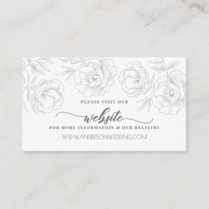 Elegant  Modern Grijs Bloemen Bruiloft Informatiekaartje