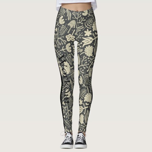 Elegant modern grijs en wit patroon l Workout Leggings (Voorkant)