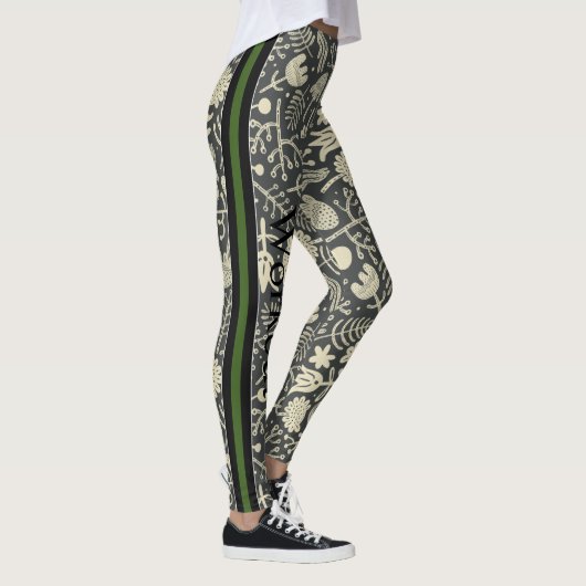 Elegant modern grijs en wit patroon l Workout Leggings (Rechts)
