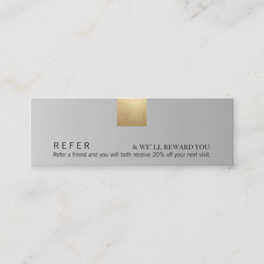 Elegant modern grijs gradiënt Gold Accent Referenc Mini Visitekaartje (Voorkant)