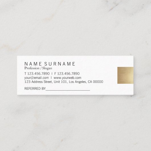 Elegant modern grijs gradiënt Gold Accent Referenc Mini Visitekaartje (Achterkant)