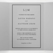 Elegant Modern Grijs Monogram Eenvoudige Bruiloft Drieluik Uitnodiging (Binnenkant midden)