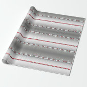 Elegant modern grijs, rood, witte reukgewas cadeaupapier (Uitgerold)