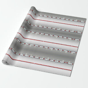 Elegant modern grijs, rood, witte reukgewas cadeaupapier