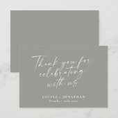 Elegant Modern Grijs Script Custom Wedding Paar Bedankkaart (Voorkant / Achterkant)