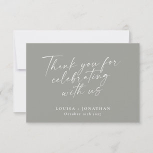 Elegant Modern Grijs Script Custom Wedding Paar Bedankkaart