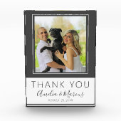 Elegant Modern Grijs Script Dank u bruiloft Fotoblokken (Voorkant)
