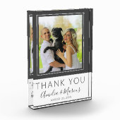 Elegant Modern Grijs Script Dank u bruiloft Fotoblokken (Links)