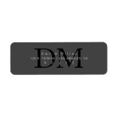 Elegant Modern Grijs Zwart Monogram Retouradres Etiket (Voorkant)
