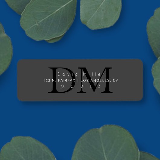 Elegant Modern Grijs Zwart Monogram Retouradres Etiket