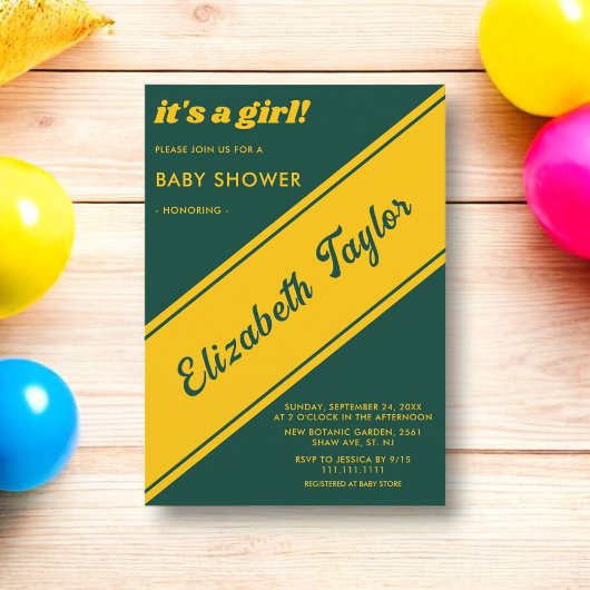 Elegant modern groen en goud luxe Baby shower Kaart