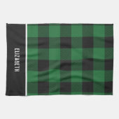 Elegant modern groen en zwart buffelpatroon theedoek (Horizontaal)