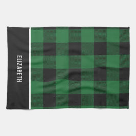 Elegant modern groen en zwart buffelpatroon theedoek