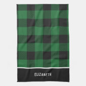 Elegant modern groen en zwart buffelpatroon theedoek (Verticaal)