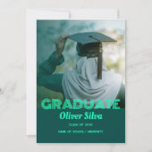 Elegant Modern Groen Gepersonaliseerd Afstudeerfee Kaart (Voorkant)