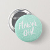Elegant, modern, groen glitter-bloemmeisje ronde button 5,7 cm (Voorkant /achterkant)