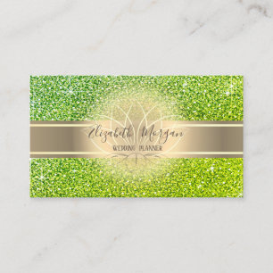 Elegant modern Groen Glitter, Gold Stripe, Lotus Visitekaartje