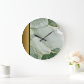 Elegant Modern Groen Goud Marmeren Steen Patroon Grote Klok (Huis)