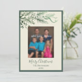 Elegant modern groen Johannes 3:16 Foto Kerstmis Feestdagenkaart (Staand voorkant)