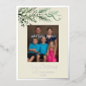 Elegant modern groen Johannes 3:16 Foto Kerstmis Folie Feestdagenkaart (Voorkant)