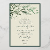 Elegant modern groen Johannes 3:16 Foto Kerstmis Folie Feestdagenkaart (Achterkant)