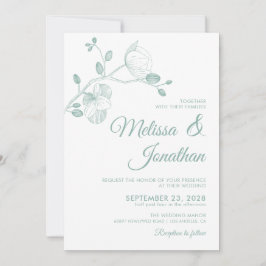 Elegant modern groen orchideeën bruiloft kaart