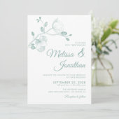 Elegant modern groen orchideeën bruiloft kaart (Staand voorkant)