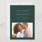 Elegant modern groen slaat de datumfotokaart op save the date (Voorkant)